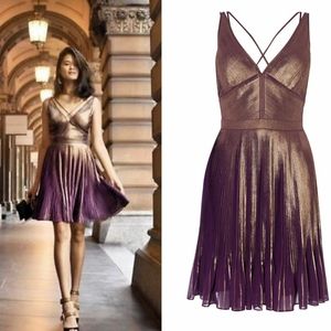 NWT-KarenMillen Metallic Pleat Dress